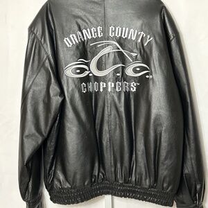 Orange County Choppers Men’s Size XL Black Leather Motorcycle Jacket Bioworld
